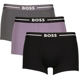 HUGO BOSS Bold trunks (3-pack), heren boxers kort, zwart, lila, grijs -  Maat: M