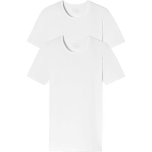 SCHIESSER 95/5 T-shirts (2-pack), O-hals, wit -  Maat: L