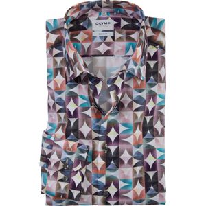 OLYMP Level 5 body fit overhemd, popeline, fuchsia dessin