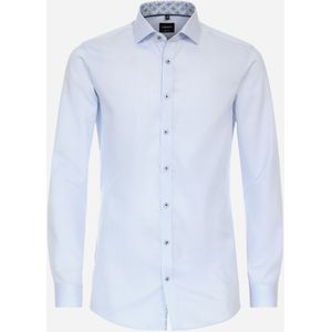 VENTI - Body Fit - Overhemd - Blauw Gestreept - Strijkvriendelijk - Boordmaat 40