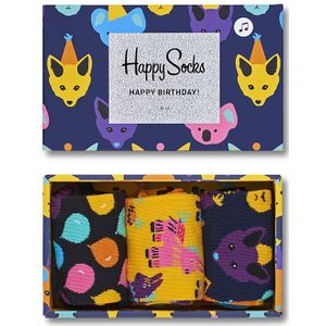 Happy Socks Singing Party Animal Birthday Gi (3-pack), unisex sokken in cadeauverpakking