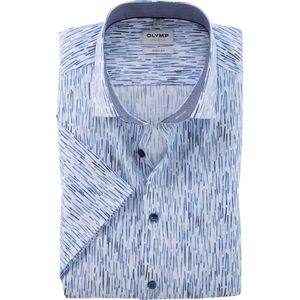 OLYMP Level 5 body fit overhemd, korte mouw, popeline, bleu dessin