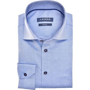 Ledub - Modern Fit Overhemd - Middenblauw - Strijkvrij