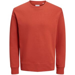 JACK & JONES Star basic sweat crew neck regular fit, heren sweatshirt katoenmengsel met O-hals, warm oranje -  Maat: XS