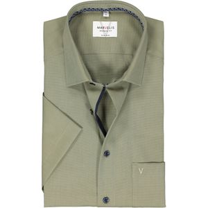 MARVELIS modern fit overhemd, korte mouw, structuur, olijfgroen