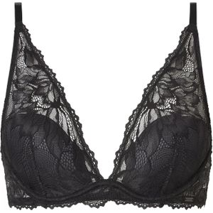 Calvin Klein dames Seductive comfort plunge bra, kanten BH, zwart -  Maat: 80C