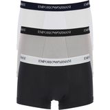 Emporio Armani Trunks Essential Core (3-pack), heren boxers kort, wit, zwart en grijs -  Maat: XL