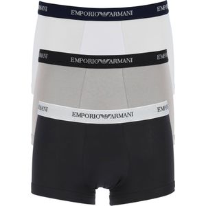 Emporio Armani Trunks Essential Core (3-pack), heren boxers kort, wit, zwart en grijs -  Maat: XL