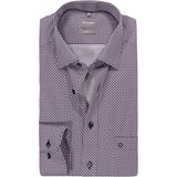 OLYMP Luxor comfort fit overhemd, dobby, paars met wit  en blauw dessin