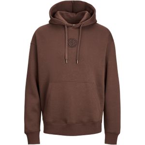 JACK & JONES Cosmo sweat hood regular fit - heren hoodie katoenmengsel met capuchon - bruin