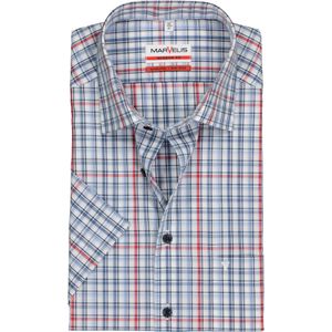 MARVELIS modern fit overhemd, korte mouw, popeline, wit met rood en blauw geruit