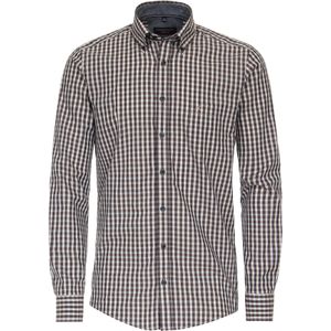 CASA MODA - Sport Casual Fit Overhemd - Beige Geruit - Strijkvriendelijk