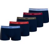 Tommy Hilfiger trunk (5-pack), heren boxers normale lengte, blauw met gekleurde tailleband -  Maat: L