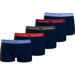 Tommy Hilfiger trunk (5-pack), heren boxers normale lengte, blauw met gekleurde tailleband -  Maat: XL