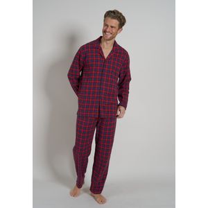 TOM TAILOR heren pyjama flanel met knoopjes, donkerrood geruit -  Maat: XXL