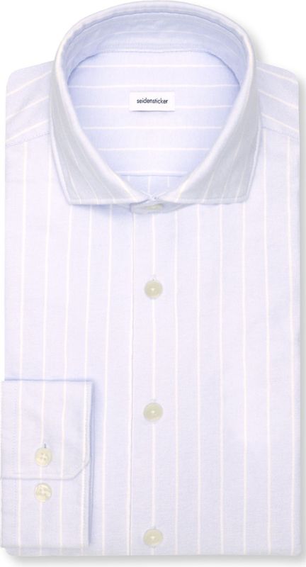 Seidensticker - Businessoverhemd - Blauw - Regular 1/1 Kent Kraag Gestreept