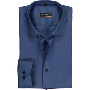 ETERNA slim fit performance overhemd, superstretch lyocell, midden blauw 44