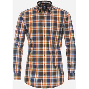 3 voor 99 | Redmond modern fit overhemd, popeline, blauw geruit