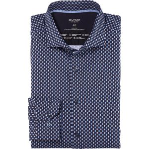 OLYMP 24/7 Level 5 body fit overhemd, tricot, marineblauw dessin