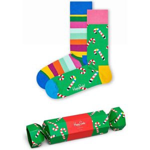 Happy Socks Christmas Cracker Candy Cane Gift Box (2-pack), unisex sokken in cadeauverpakking - Unisex - Maat: 41-46