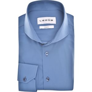 Ledub slim fit overhemd, popeline, donkerblauw