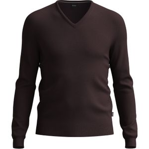 BOSS Melba slim fit trui wol, heren pullover met V-hals, donkerrood