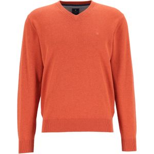 Redmond heren trui katoen, V-hals, oranje -  Maat: 3XL