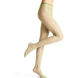 FALKE - Paradise Net W Ti - Panty - Citroengroen - Transparant met Alloverpatroon