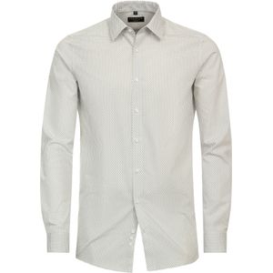 3 voor 99 | Redmond slim fit overhemd, popeline, wit met grijs dessin