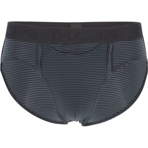 HOM Simon mini briefs HO1 (1-pack), herenslip met horizontale gulp, zwart gestreept -  Maat: M