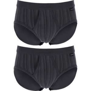 SCHIESSER Original Classics sportslips (2-pack), Feinripp met gulp, antraciet gestreept