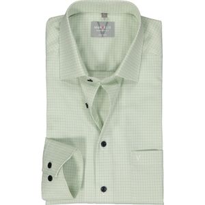 MARVELIS comfort fit overhemd, popeline, lichtgroen met wit geruit 45