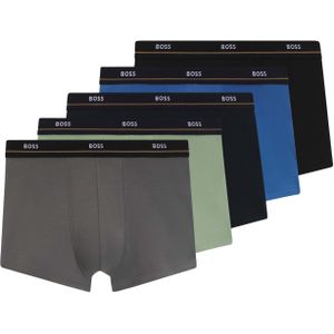 HUGO BOSS Essential trunks (5-pack), heren boxers kort, grijs, groen, navy, kobalt en zwart