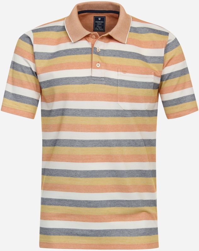 Redmond - Regular Fit - Poloshirt - Oranje Gestreept