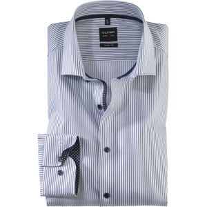 OLYMP Level 5 body fit overhemd, popeline, marineblauw gestreept