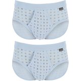 SCHIESSER Cotton Essentials sportslips (2-pack), Feinribb met gulp, lichtblauw geblokt