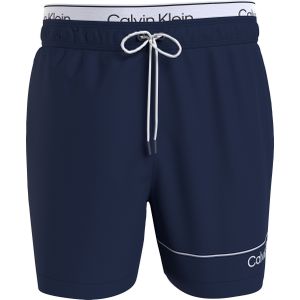 Calvin Klein Medium Drawstring double waistband swimshort, heren zwembroek, navy blauw -  Maat: M