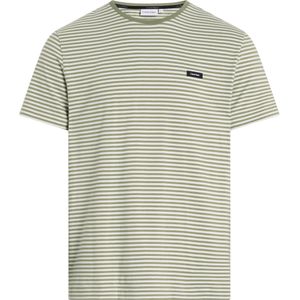 Calvin Klein Cotton Stripe T-shirt, heren T-shirt korte mouw O-hals, groen -  Maat: M