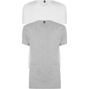 ALAN RED T-shirts Vermont (2-pack), V-hals, wit en  grijs melange -  Maat: XL