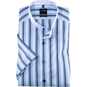 OLYMP Luxor modern fit overhemd, korte mouw, popeline, bleu gestreept