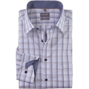 OLYMP Luxor comfort fit overhemd, popeline, natuur geruit