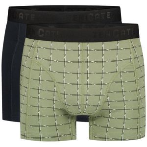 TEN CATE Basics men shorts (2-pack), heren boxers normale lengte, zwart en groen dessin -  Maat: L