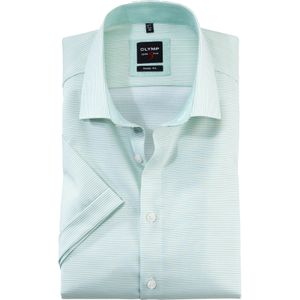 OLYMP Level 5 body fit overhemd, korte mouw, popeline, groen gestreept