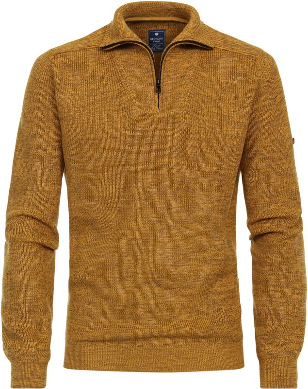 Redmond heren schipperstrui katoenmengsel, opstaande kraag, geel (middeldik)