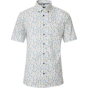 CASA MODA Sport comfort fit overhemd, korte mouw, popeline, blauw dessin