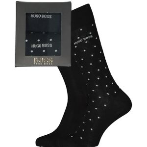 HUGO BOSS cadeauset sokken (2-pack), zwart en zwart met wit gestipt -  Maat: 40-46