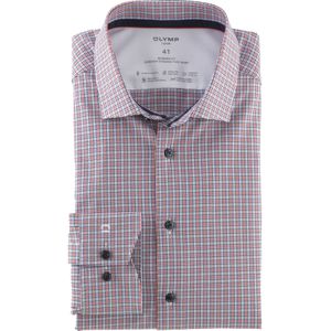 OLYMP Luxor 24/7 modern fit overhemd, twill, rood geruit