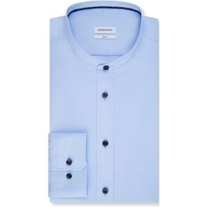 Lichtblauw Overhemd - Slim Fit - Lange Mouwen - Opstaande Kraag - Uni