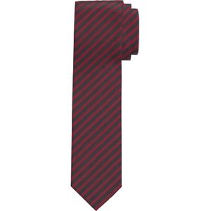 OLYMP smalle stropdas, bordeauxrood gestreept -  Maat: One size