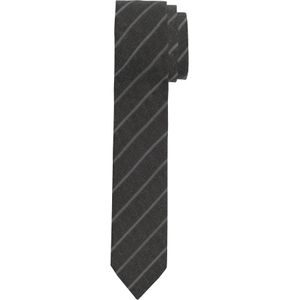 OLYMP extra smalle stropdas, antraciet gestreept -  Maat: One size